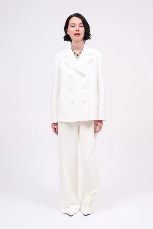 Veste tailleur longue en maille de coton avec pointelle made by Paul & Joe