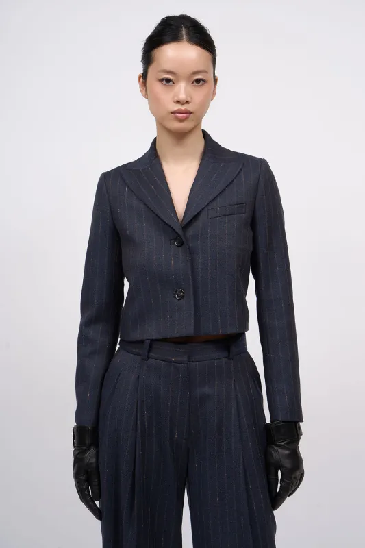 Veste courte en twill de laine rayé made by Paul & Joe
