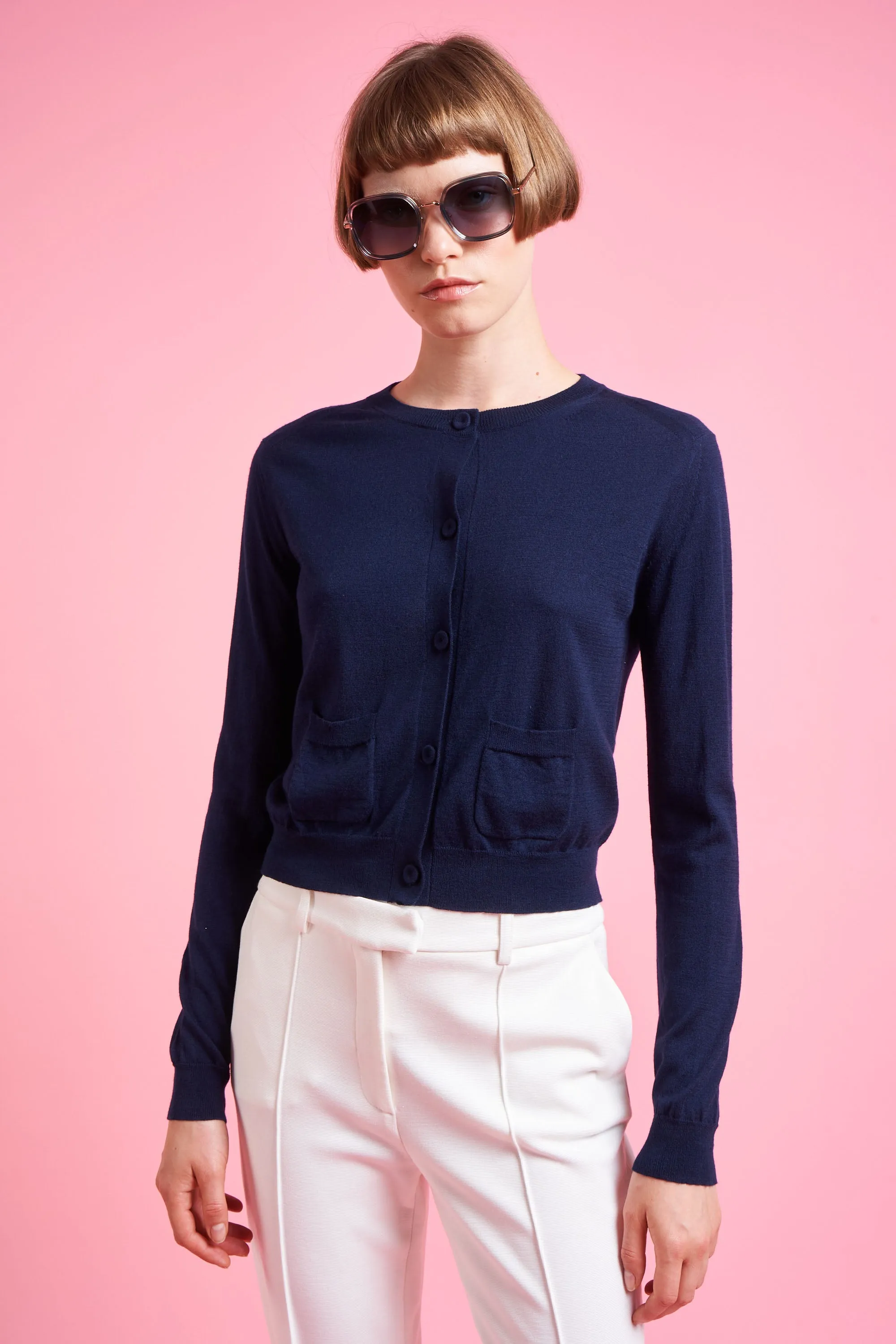 Cardigan court cintré en cachemire et soie sold by Paul & Joe