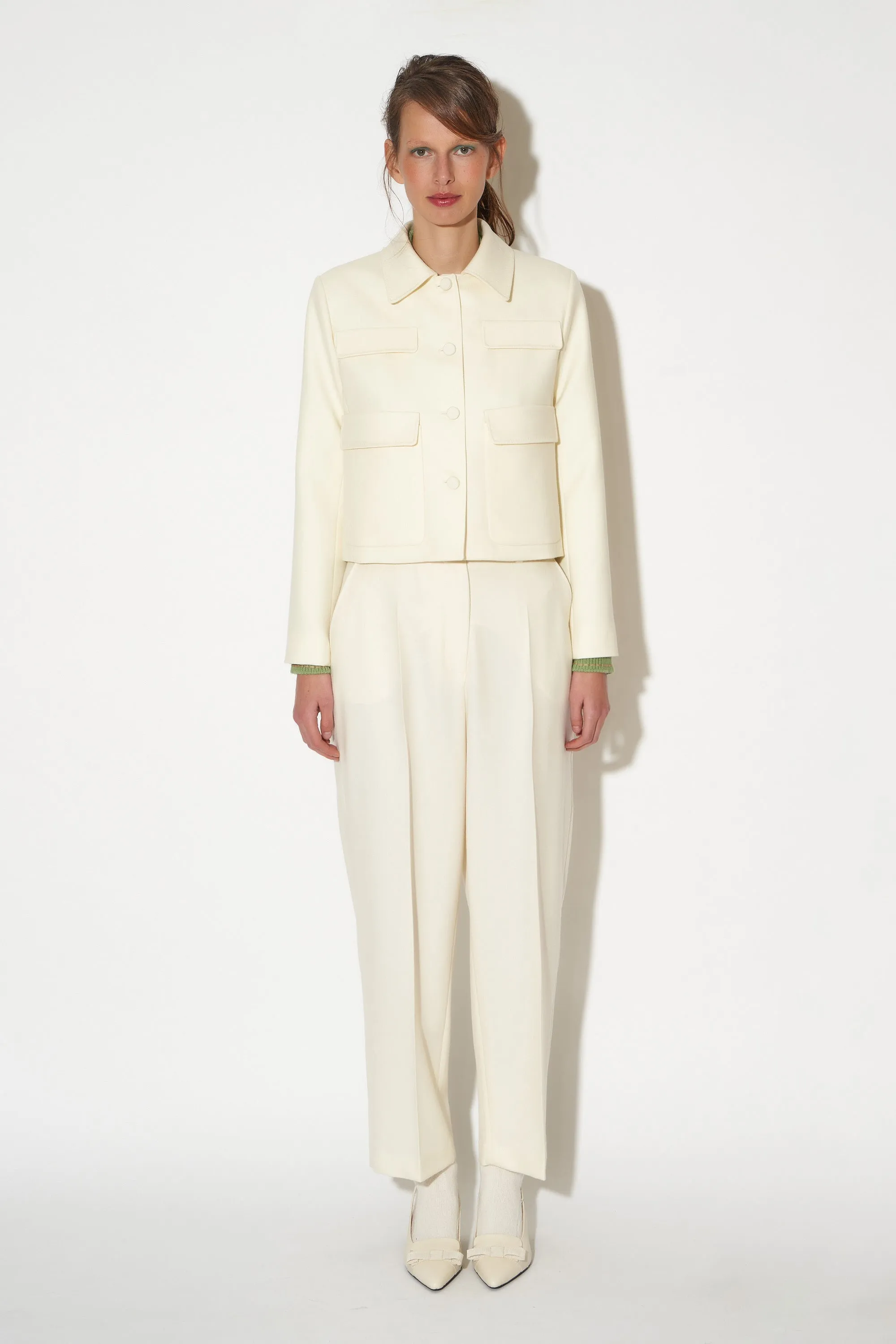 Pantalon en twill de flanelle coupe carotte sold by Paul & Joe