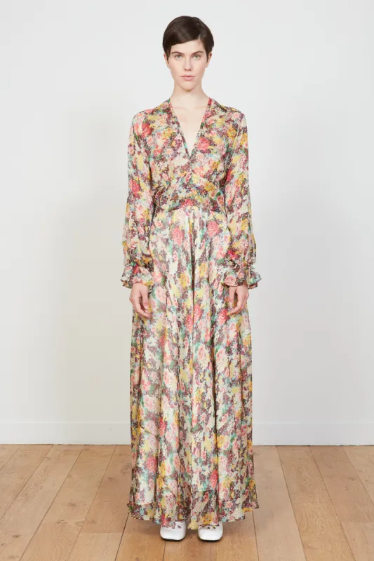 Robe longue en crepe de soie à l'imprimé floral sold by Paul & Joe