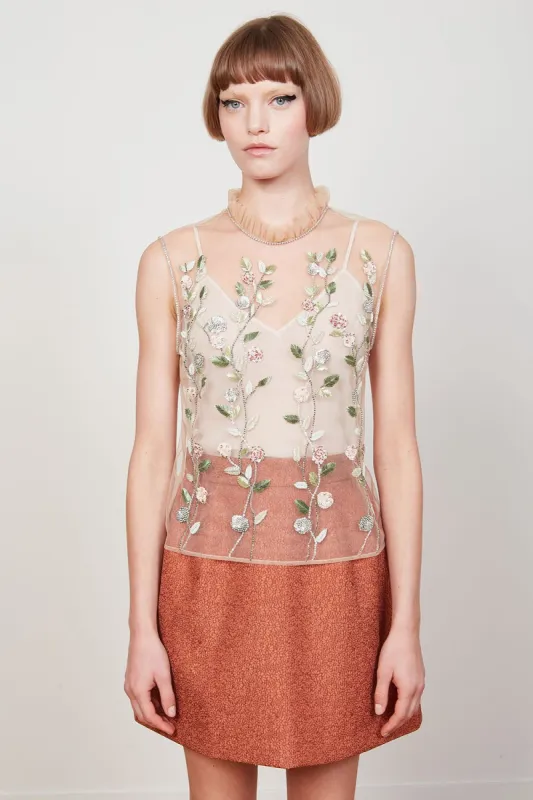 Top en tulle brodé à la main de fleurs en fils sold by Paul & Joe