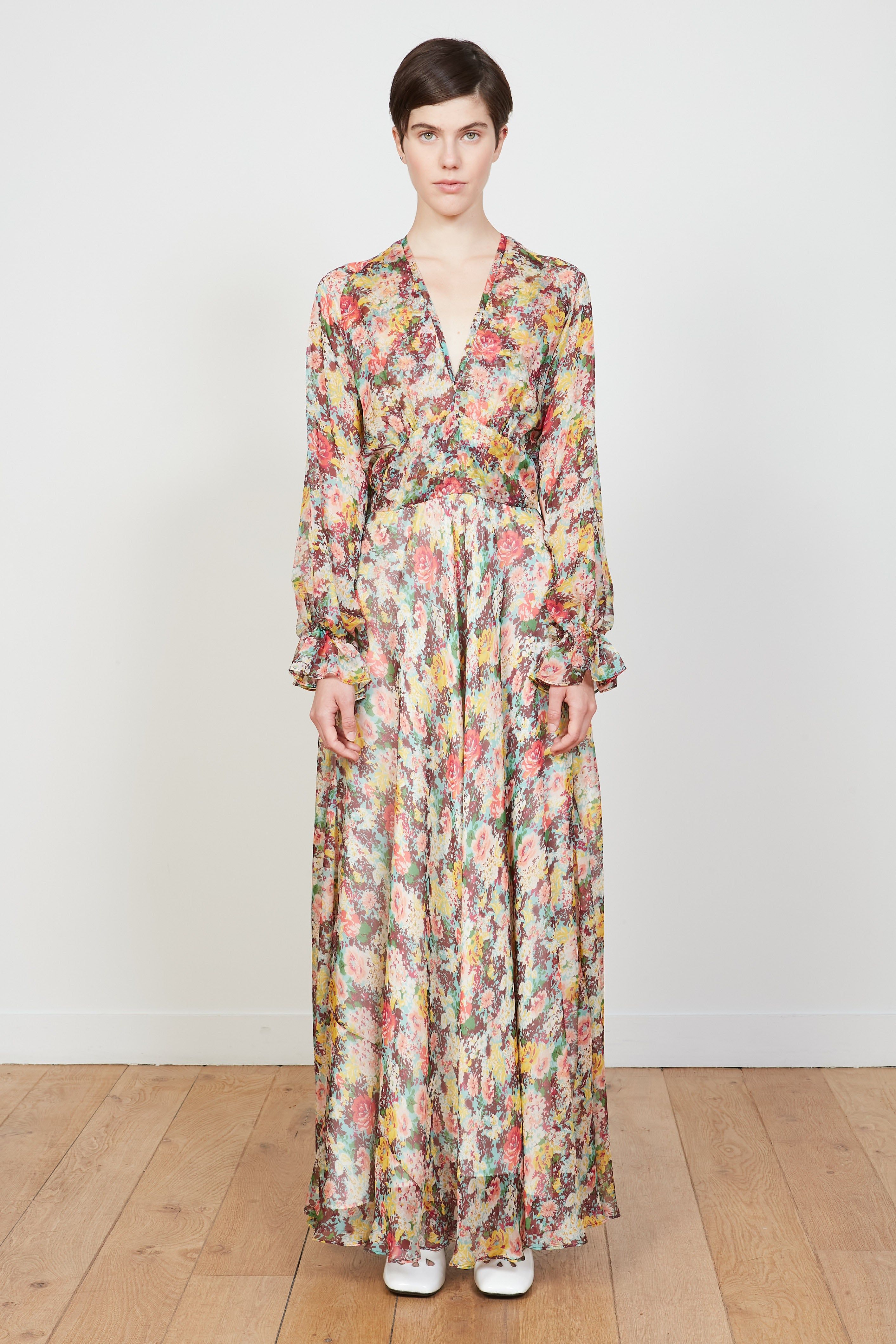 Robe longue en crepe de soie à l'imprimé floral sold by Paul & Joe