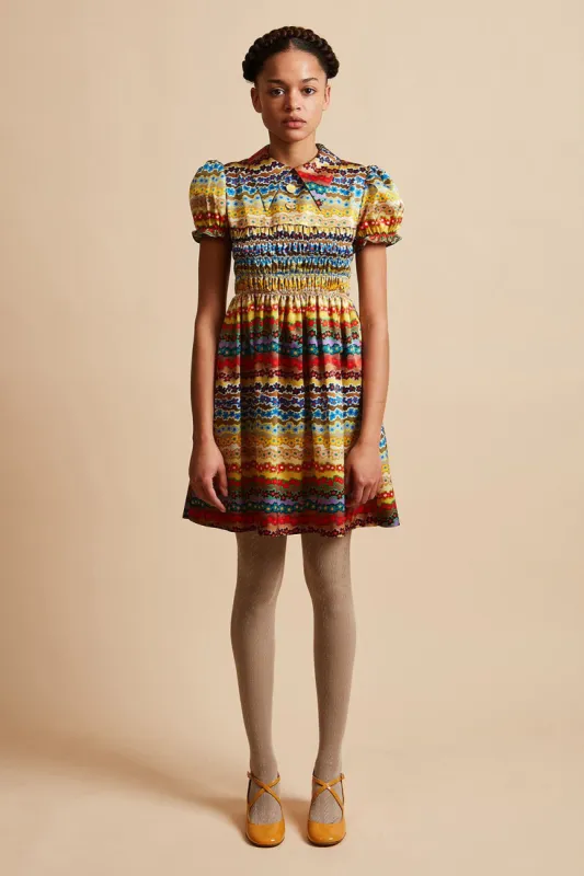 Robe courte rayée à motif floral sold by Paul & Joe