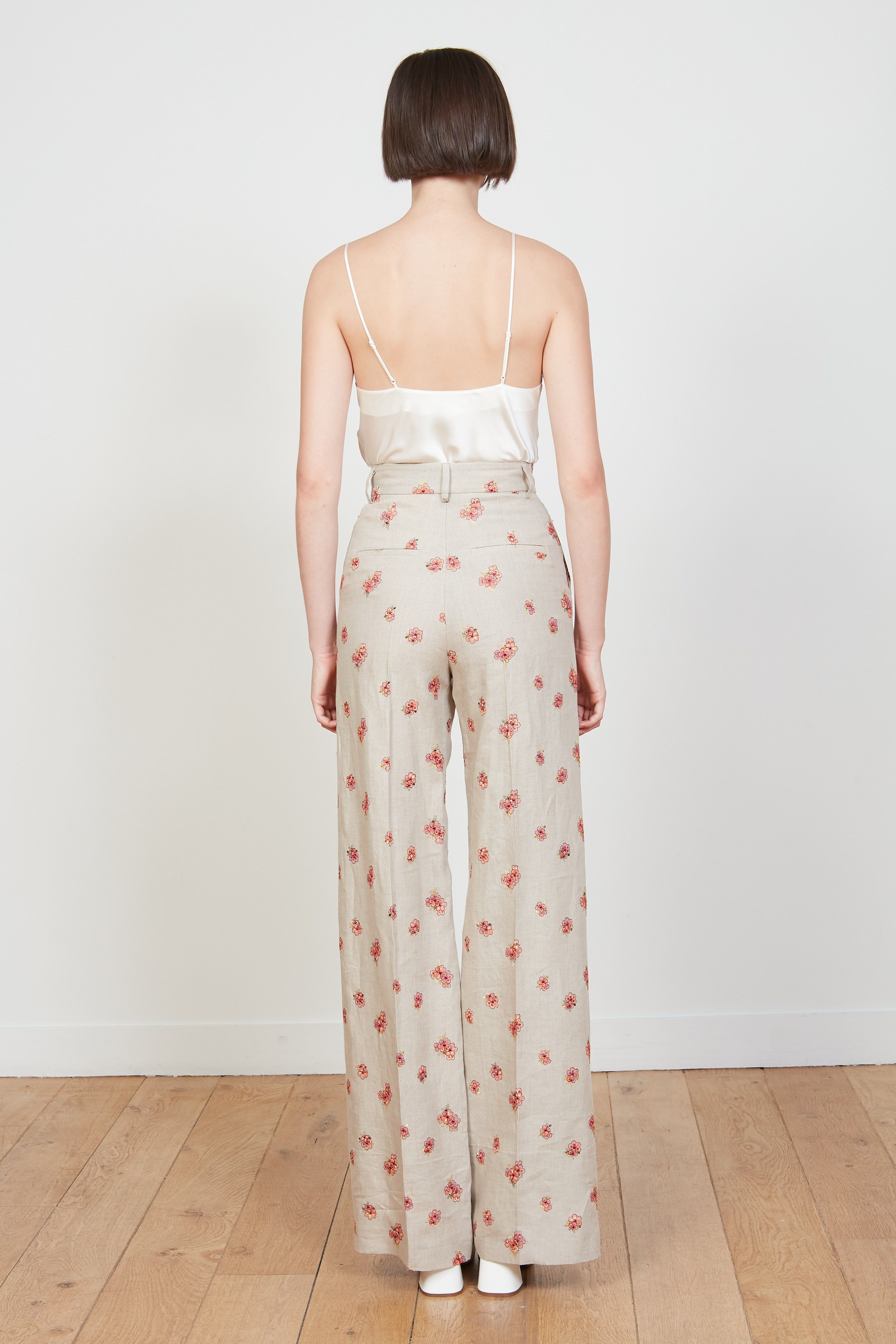 Pantalon en lin brodé de motifs fleuris sold by Paul & Joe product image thumbnail 4