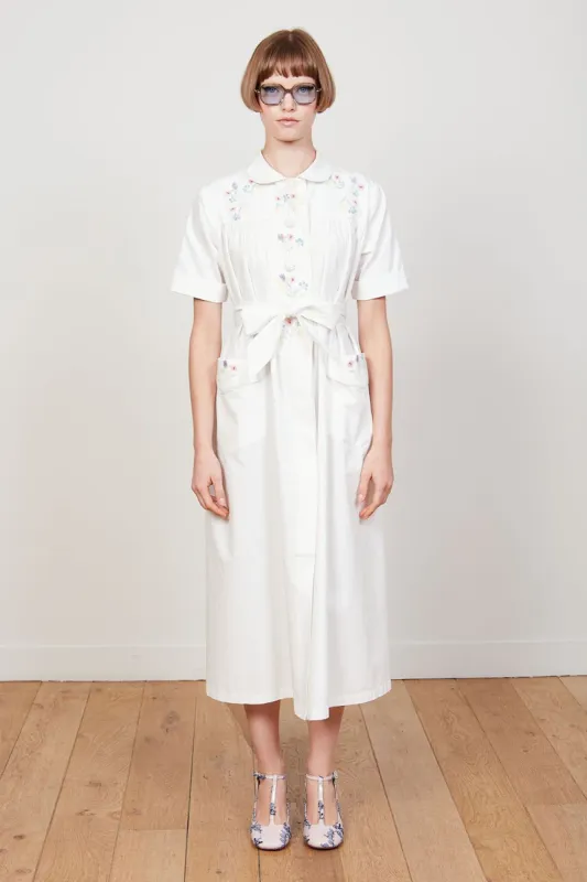 Robe évasée et brodée en twill de coton sold by Paul & Joe