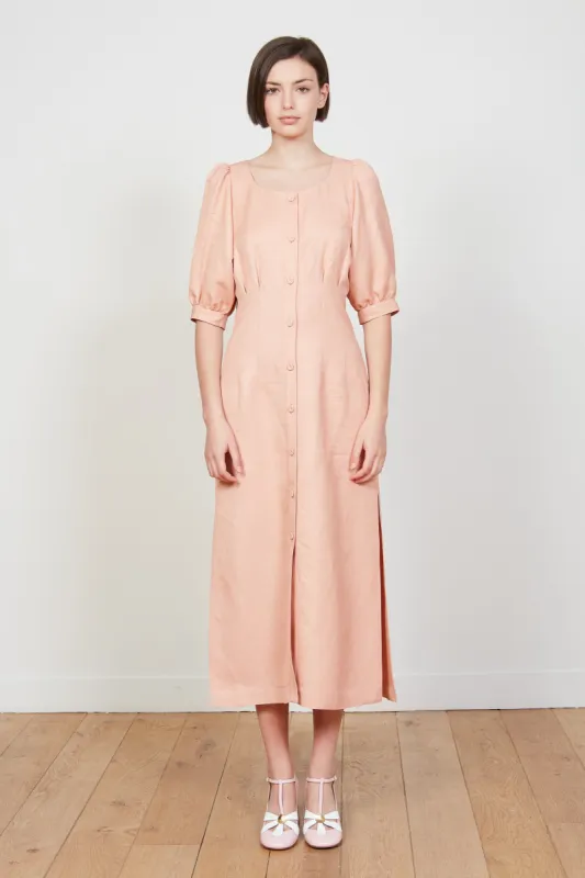 Robe longue en twill aux manches ballon sold by Paul & Joe