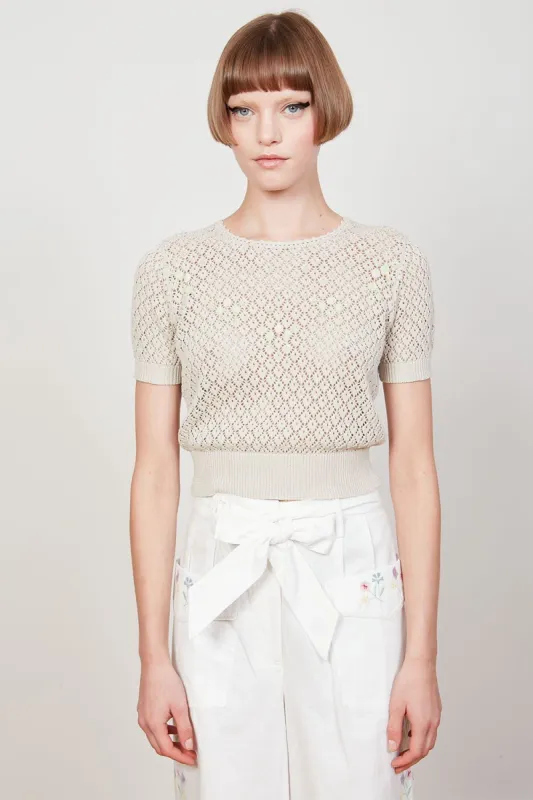 Pull en maille de coton brodé de motifs floraux sold by Paul & Joe