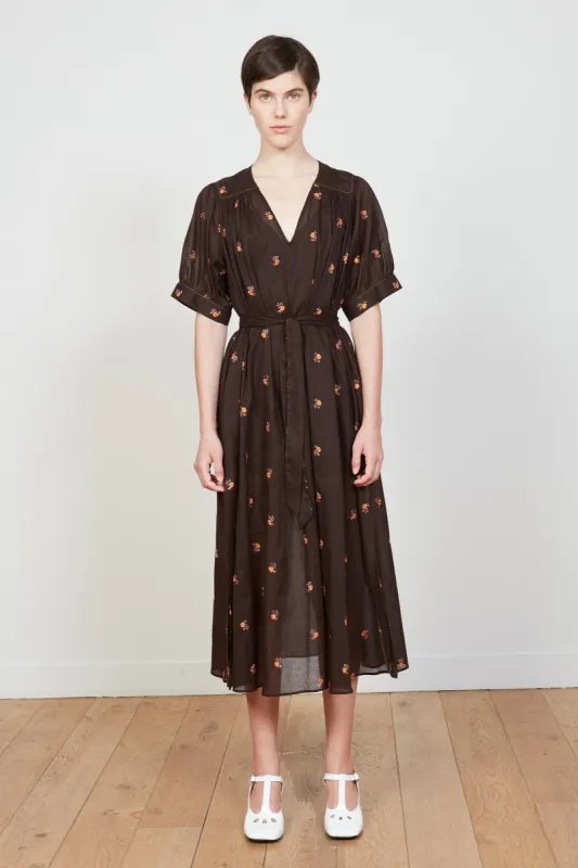 Robe midi en coton brodée de motifs fleuris sold by Paul & Joe