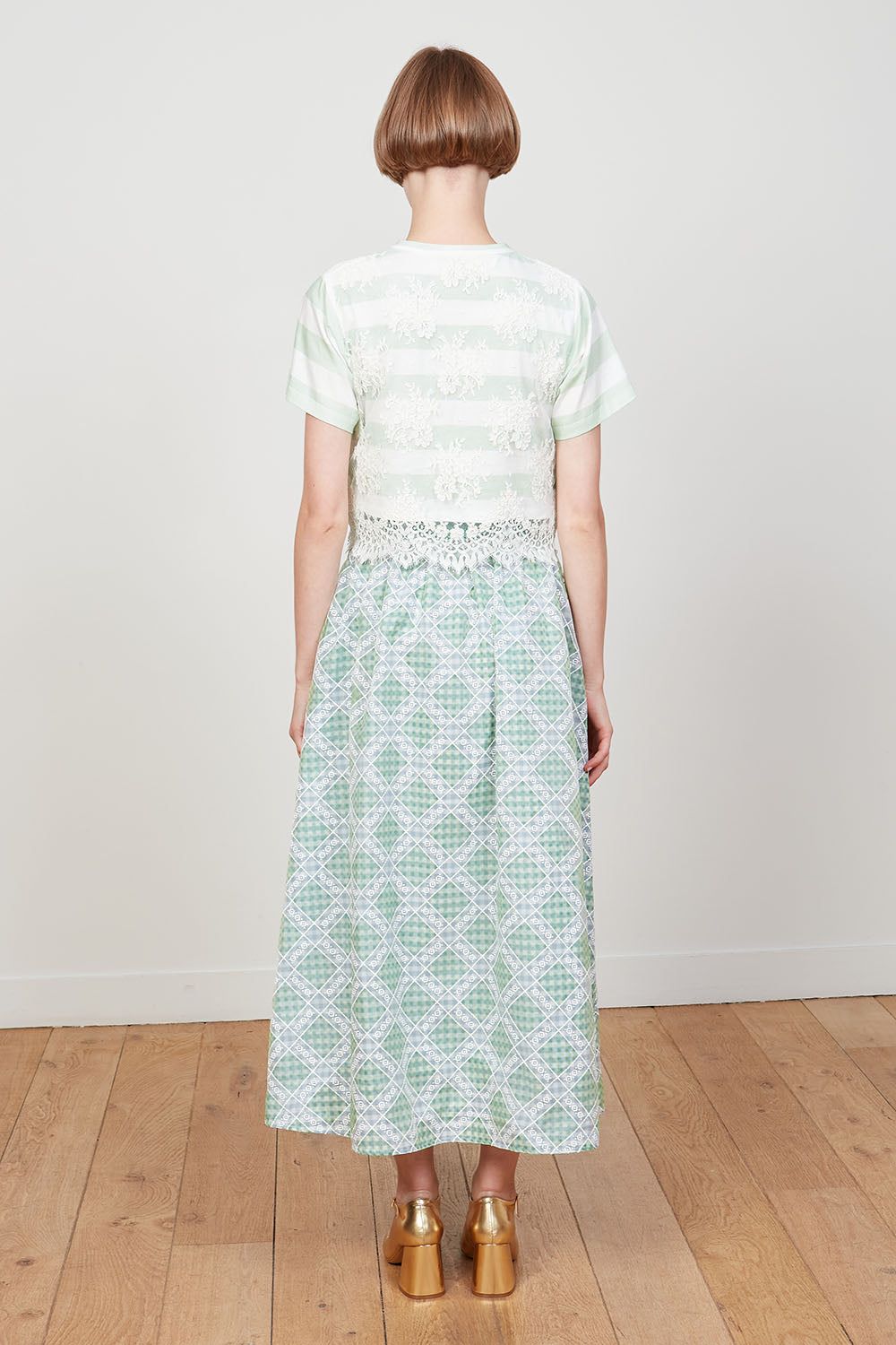 Jupe midi en organza de soie sur fond de vichy sold by Paul & Joe product image thumbnail 4