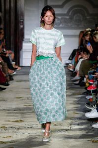 Jupe midi en organza de soie sur fond de vichy sold by Paul & Joe