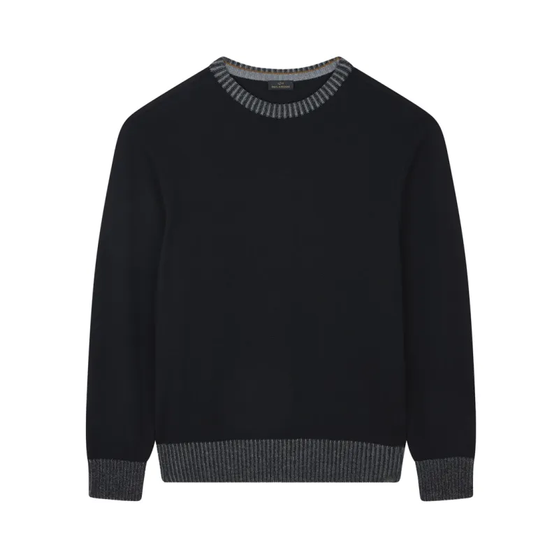 Soft Cool Touch wool crewneck Sweater, Man, Black, Size: XL made by Paul & Shark