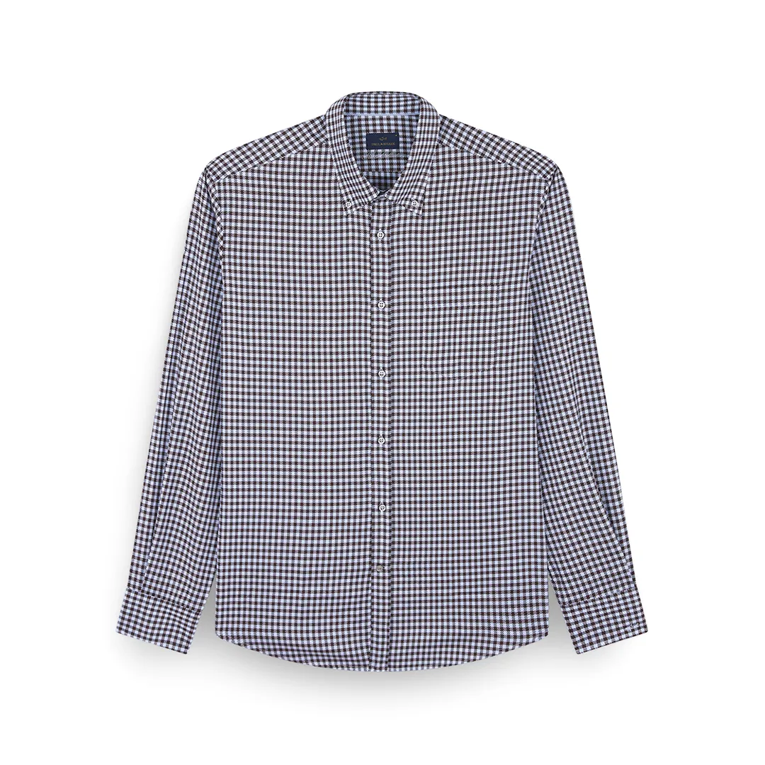 Cotton shirt with checkered pattern, Man, Square White Brown Light Blue, Size: 041 sold by Paul & Shark