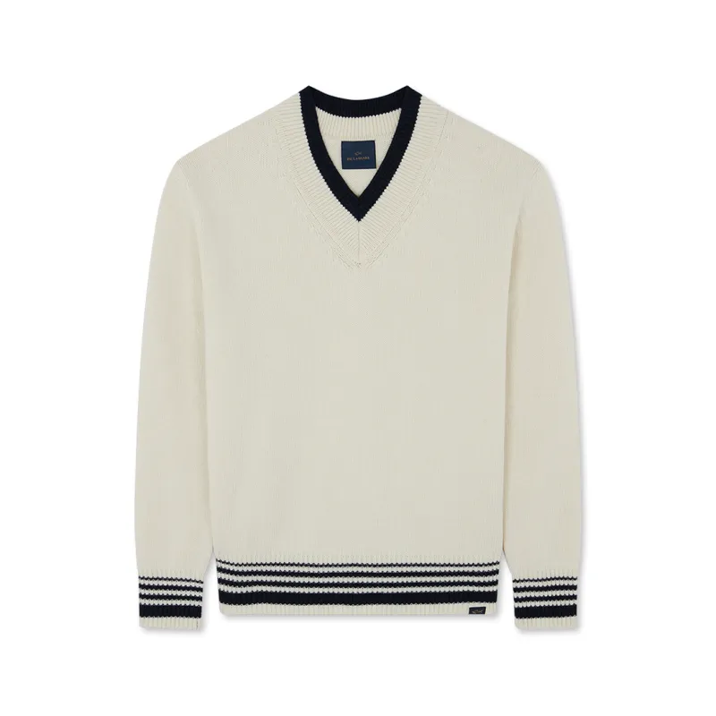 Sweater in Re-Wool with V-neck, Man, White, Size: 3XL sold by Paul & Shark