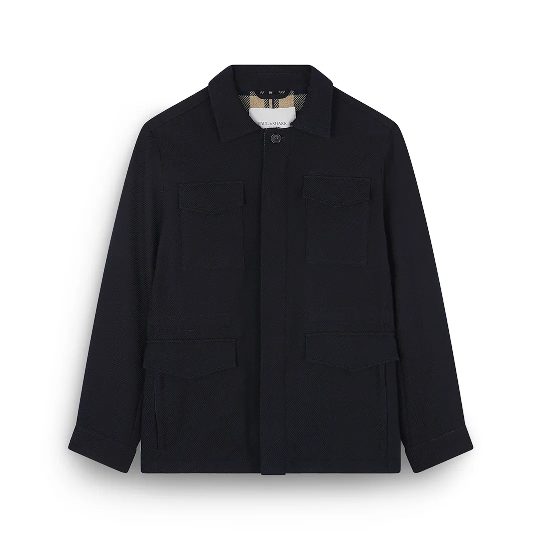 Field jacket in wool, Man, Blue, Size: S sold by Paul & Shark