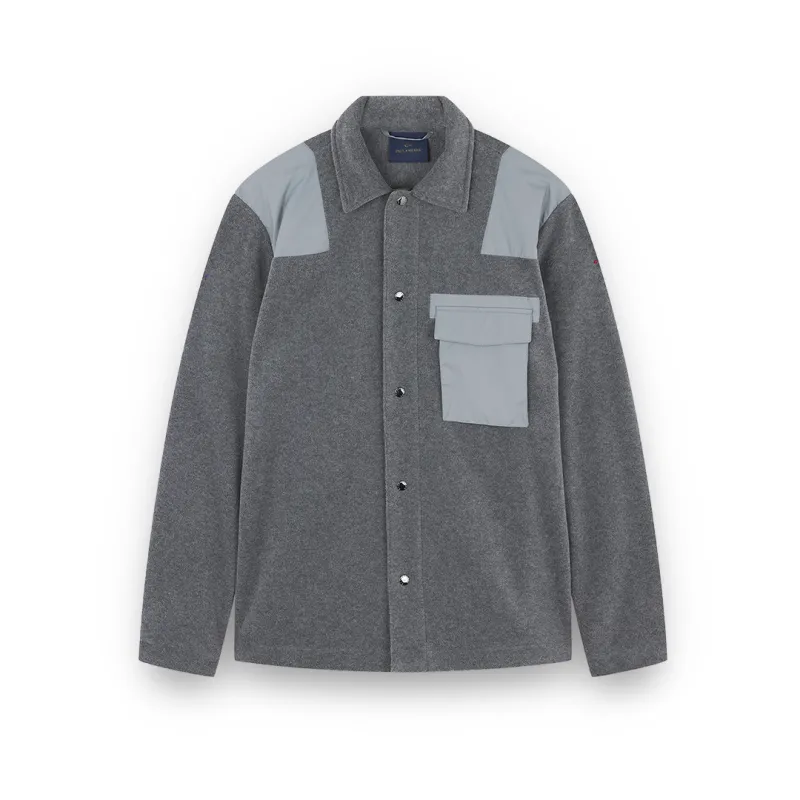 Fleece overshirt with technical fabric inserts, Man, Smoked Pearl, Size: S sold by Paul & Shark