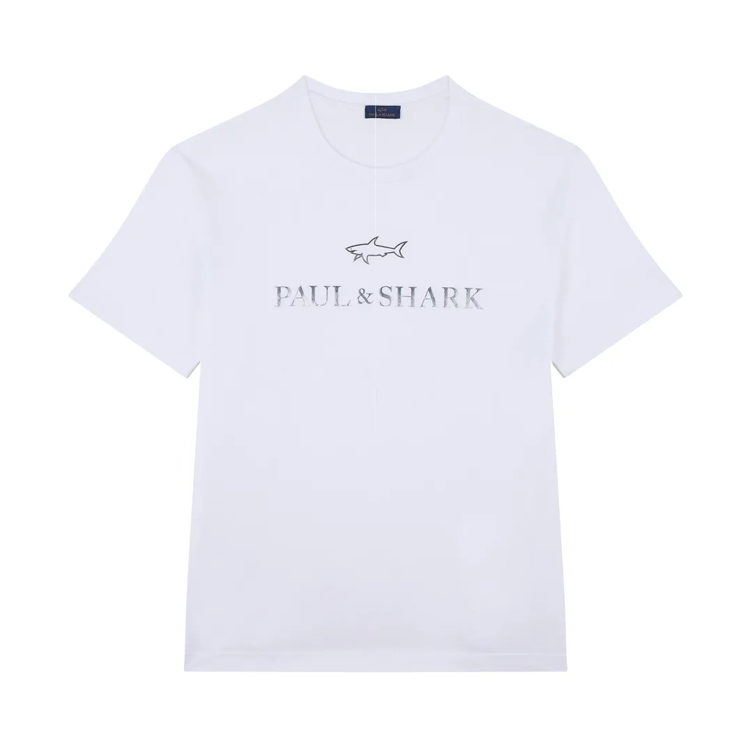 Light cotton jersey T-shirt with print, Man, Bright White - Ruthenium, Size: S sold by Paul & Shark
