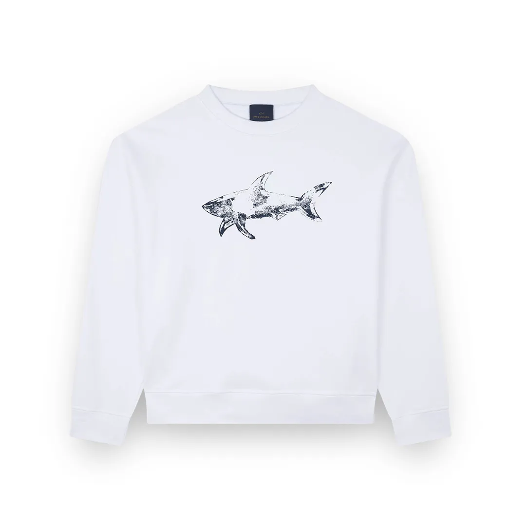 Cotton Fleece sweatshirt with Shark print, Man, Snow White, Size: 3XL sold by Paul & Shark