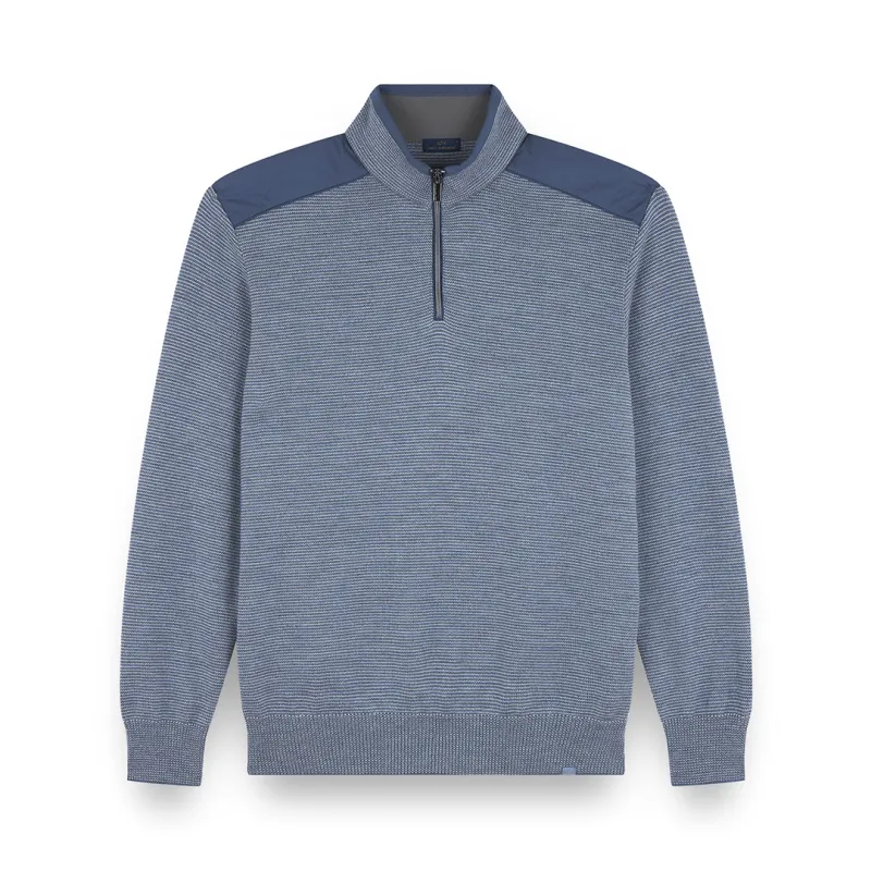 Soft Cool Touch wool half zip sweater with Typhoon® Platinum details, Man, True Navy-vapor Blue, Size: XXL sold by Paul & Shark