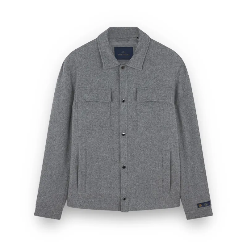 Quilted wool and cashmere shacket, Man, Smoked Pearl, Size: 4XL sold by Paul & Shark