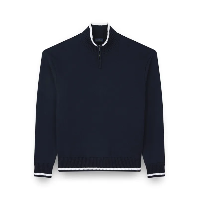 Soft Cool Touch wool half zip sweater, Man, Blue, Size: M sold by Paul & Shark