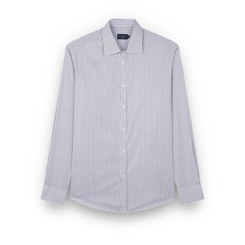 Supima® cotton shirt, Man, Stripes White Lightblue Brow, Size: 045 sold by Paul & Shark