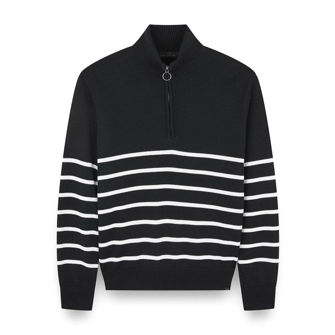 Soft Cool Touch wool half zip sweater, Man, Black Beauty - Marshmallow, Size: 3XL sold by Paul & Shark