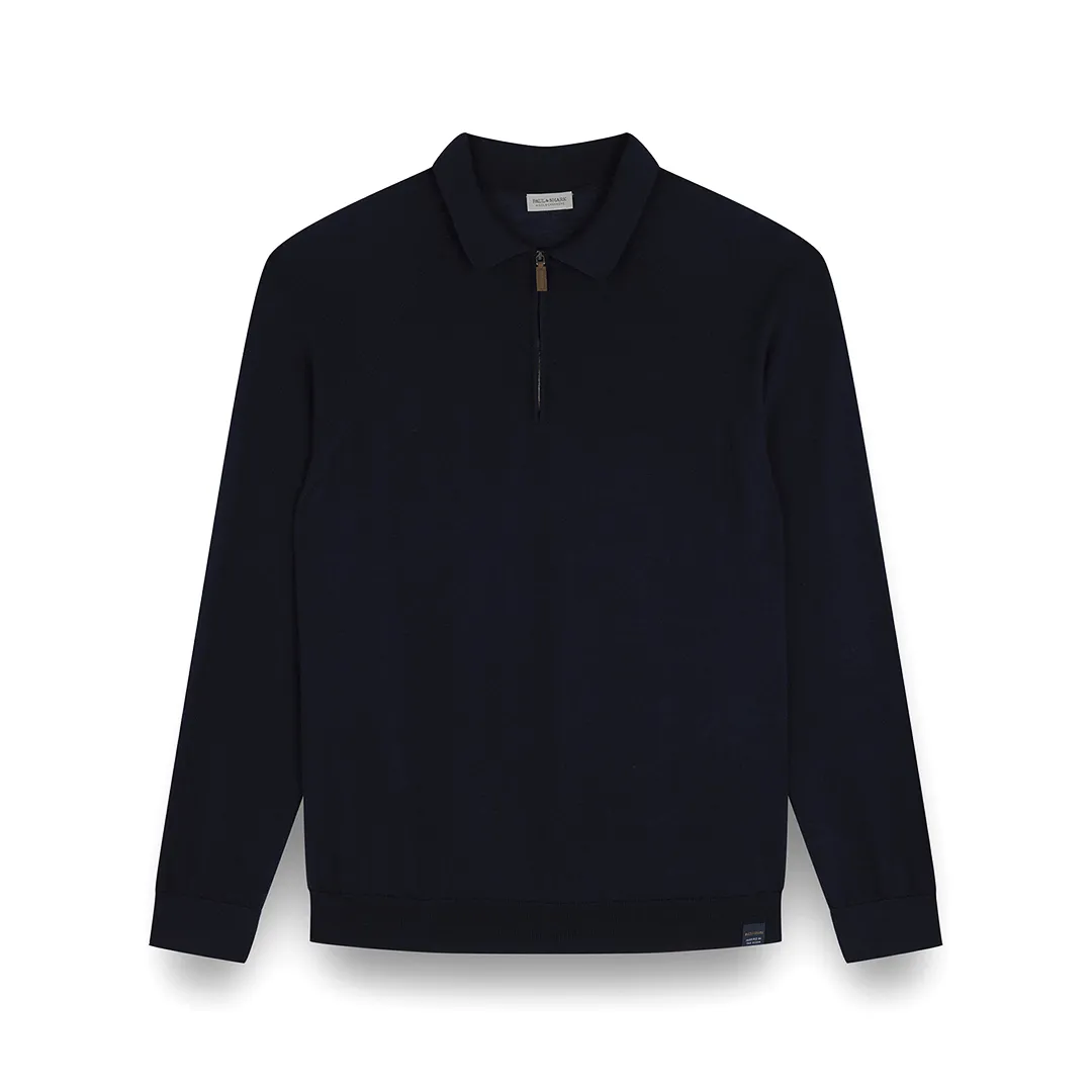 Zipped wool cashmere polo shirt, Man, Blue, Size: XL sold by Paul & Shark