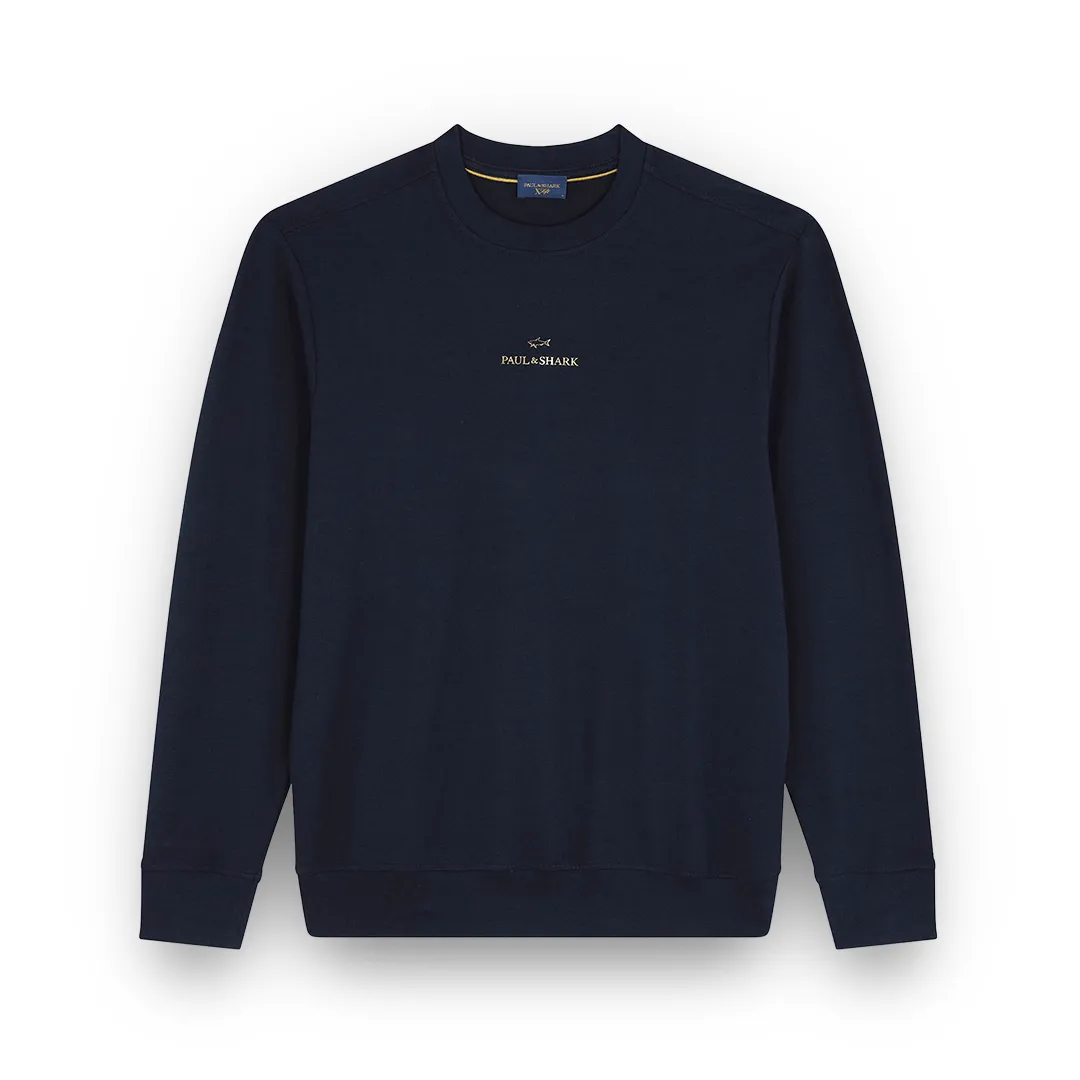 X-Soft cotton sweatshirt with logo print, Man, Blue Nights-gold, Size: XXL sold by Paul & Shark