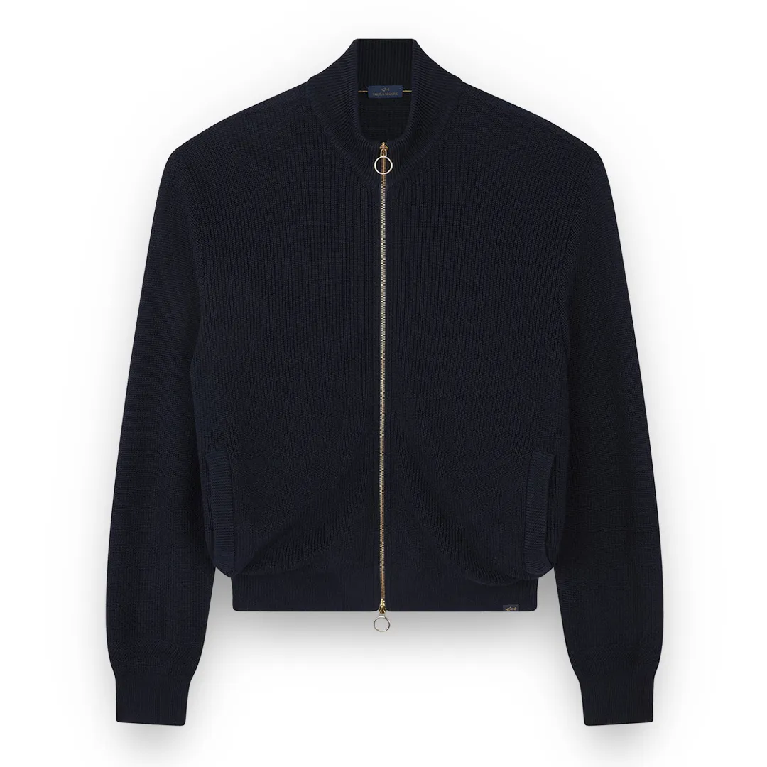 Zip-up cardigan in Tech Wool, Man, Blue Nights-gold, Size: 6XL sold by Paul & Shark