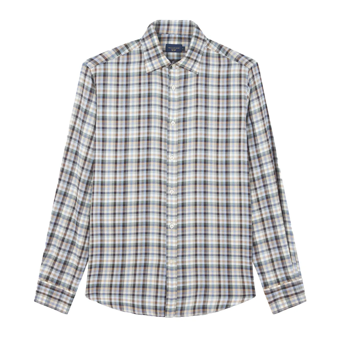X-Soft shirt with checkered pattern, Man, Tartan Cream Brown Beige Lightblue, Size: 042 sold by Paul & Shark
