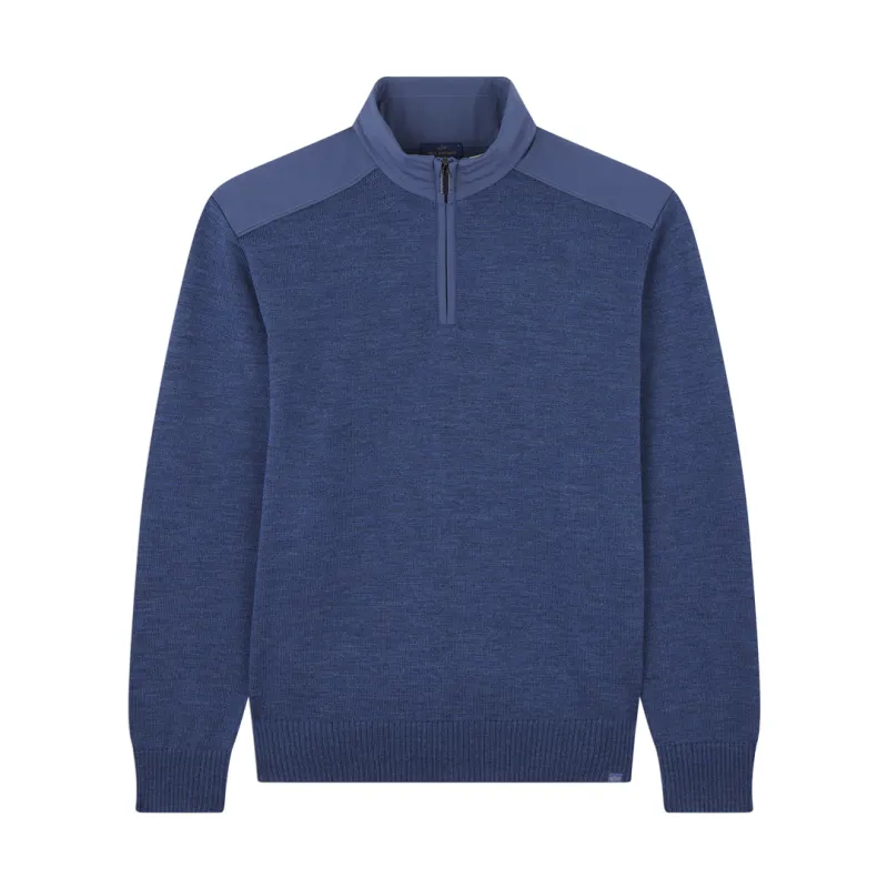 Half-zip sweater in Soft Cool Touch wool with Typhoon® Re-4x4 Stretch details, Man, Vintage Indigo, Size: M sold by Paul & Shark
