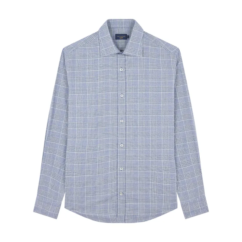 X-Soft cotton shirt with checkered pattern, Man, Tartan Blue Avio Blue Lightblue, Size: 044 sold by Paul & Shark