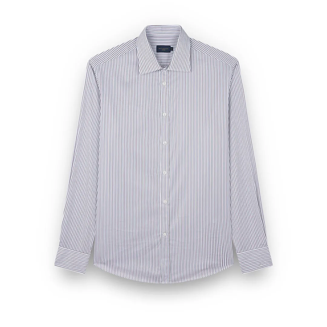 Supima® cotton shirt, Man, Stripes White Lightblue Brow, Size: 046 sold by Paul & Shark