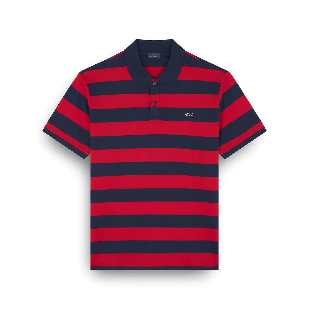 Double Piqué cotton polo, Man, Blue+red, Size: M sold by Paul & Shark
