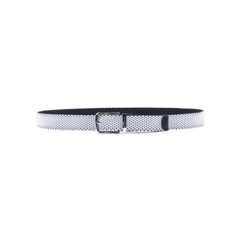 Reversible elastic belt with leather trims, Man, White Blue/blue, Size: 135 sold by Paul & Shark