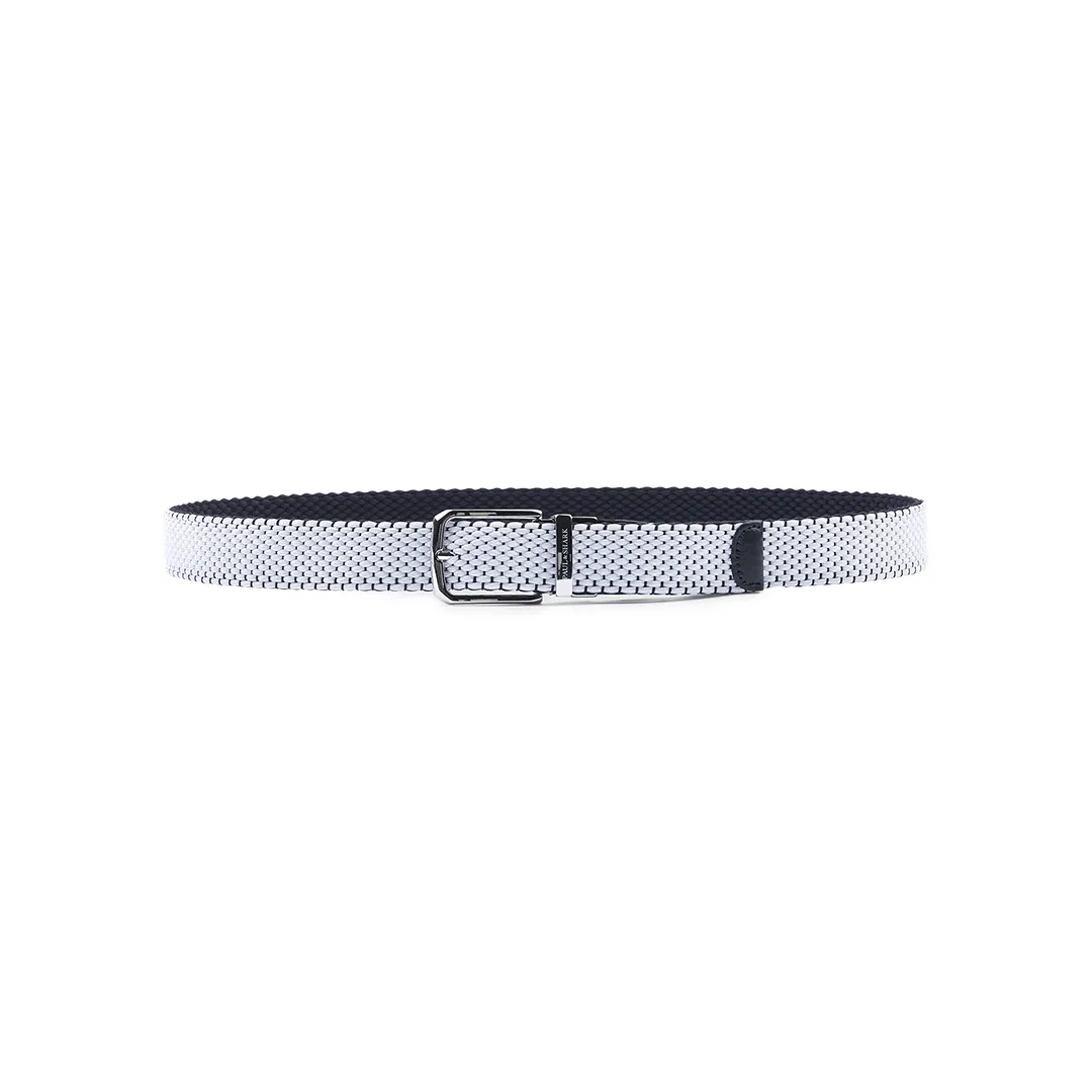 Reversible elastic belt with leather trims, Man, White Blue/blue, Size: 135 sold by Paul & Shark