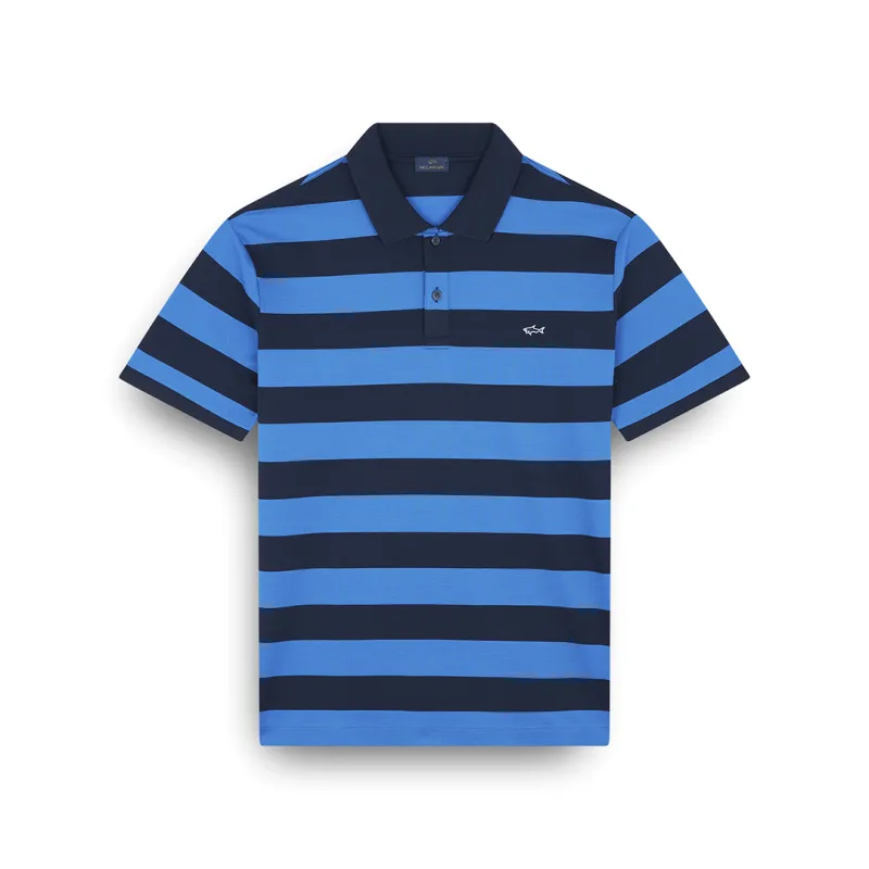 Double Piqué cotton polo, Man, Blue+imperial Blue, Size: XL sold by Paul & Shark