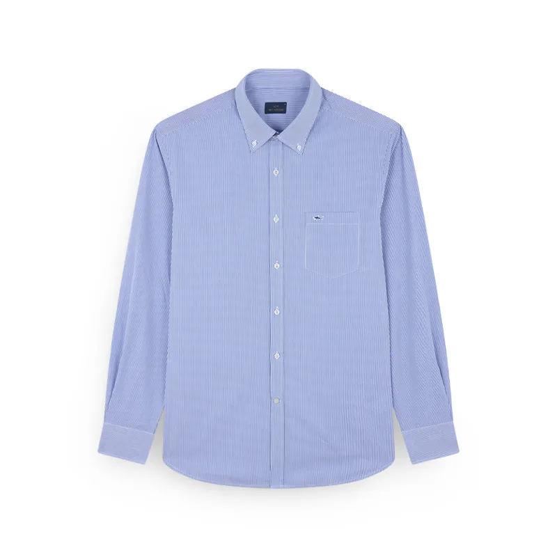 Cotton poplin shirt with striped pattern, Man, Rows White Light Blu, Size: 039 sold by Paul & Shark