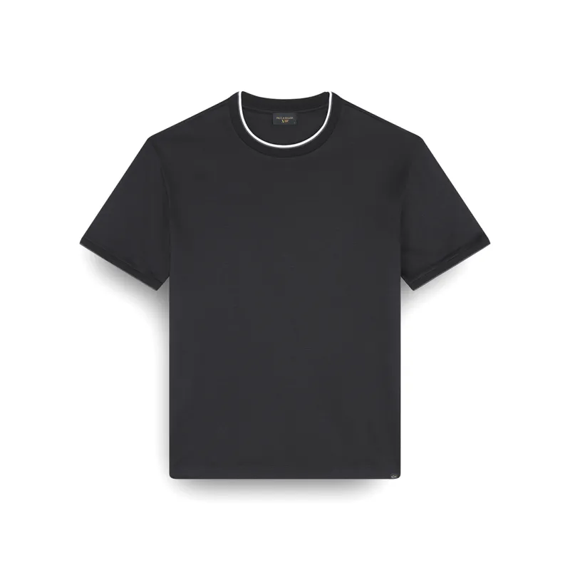 X-Soft Interlock cotton T-shirt with contrast trims, Man, Black, Size: XXL sold by Paul & Shark
