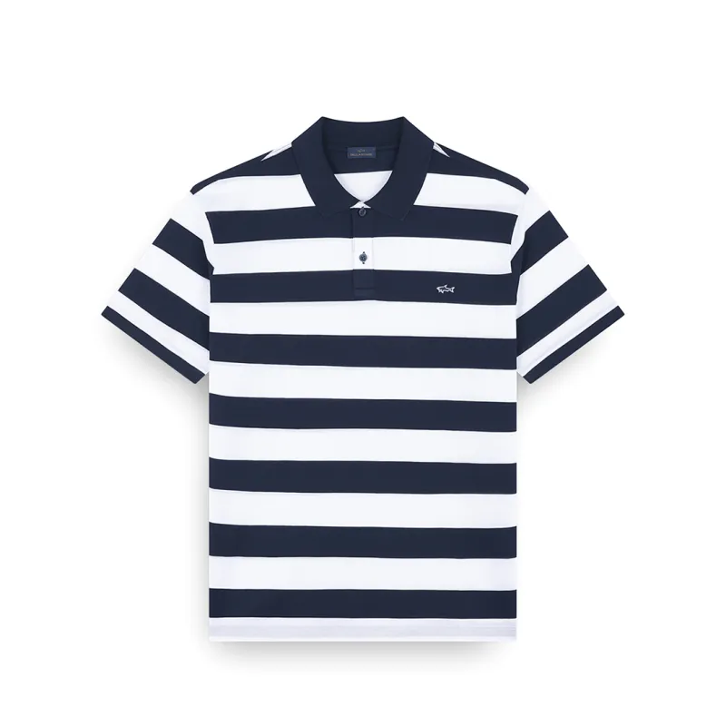 Double Piqué cotton polo, Man, Blu+white, Size: S sold by Paul & Shark