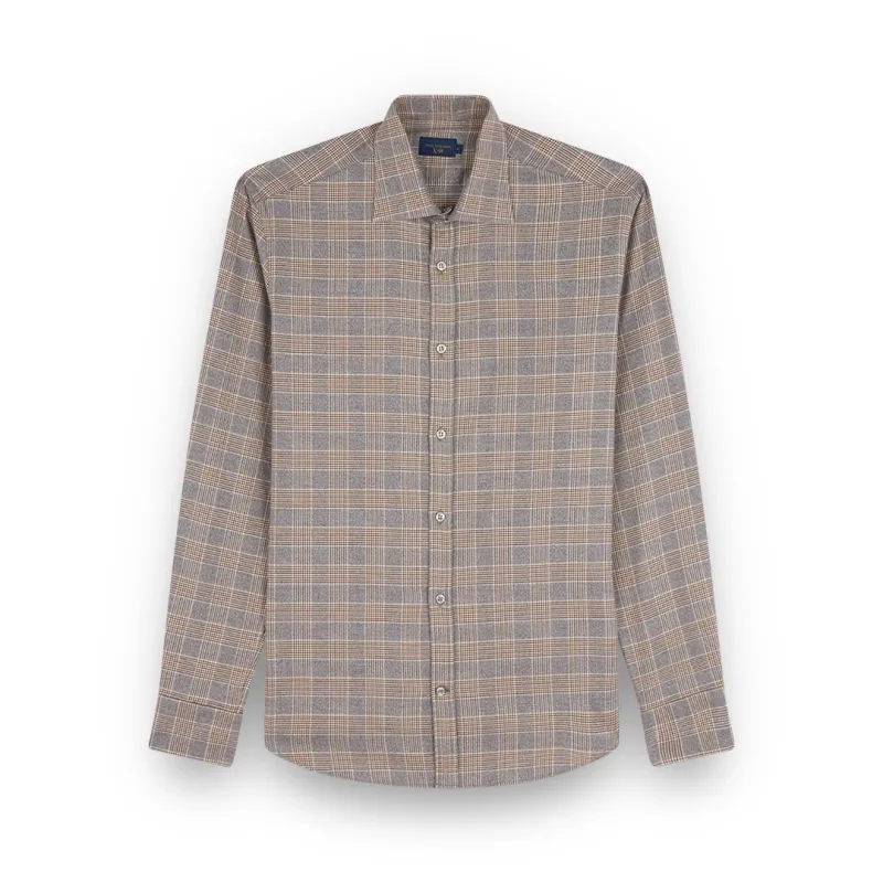 X-Soft cotton shirt with checkered pattern, Man, Tartan Beige Brown Off White Cream, Size: 041 sold by Paul & Shark
