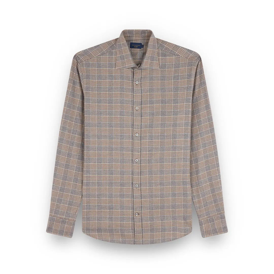 X-Soft cotton shirt with checkered pattern, Man, Tartan Beige Brown Off White Cream, Size: 041 sold by Paul & Shark