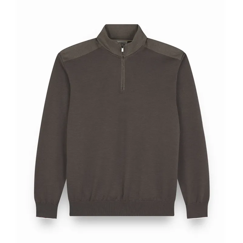 Riviera Metal Shark Fin Merino Extrafine half zip sweater, Man, Sequoia, Size: L sold by Paul & Shark
