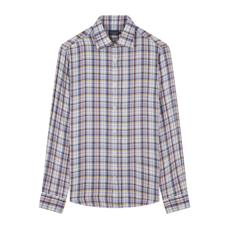 X-Soft shirt with checkered pattern, Man, Tartan Cream Bordeaux Avio Yellow, Size: 044 sold by Paul & Shark