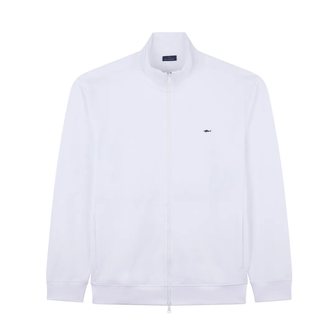 Stretch fleece cotton zip-up sweatshirt, Man, White, Size: L sold by Paul & Shark