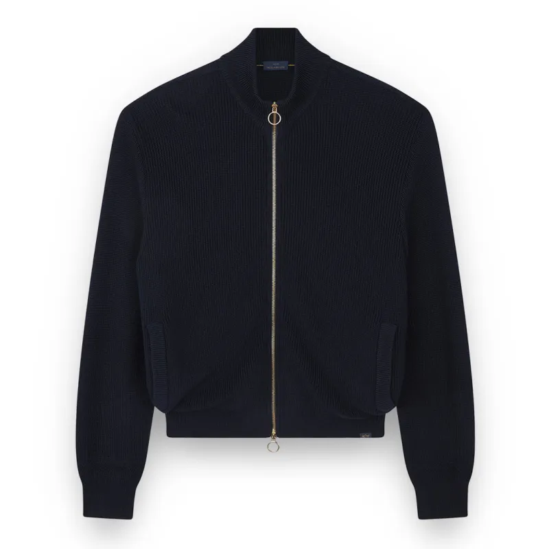 Zip-up cardigan in Tech Wool, Man, Blue Nights-gold, Size: 3XL sold by Paul & Shark