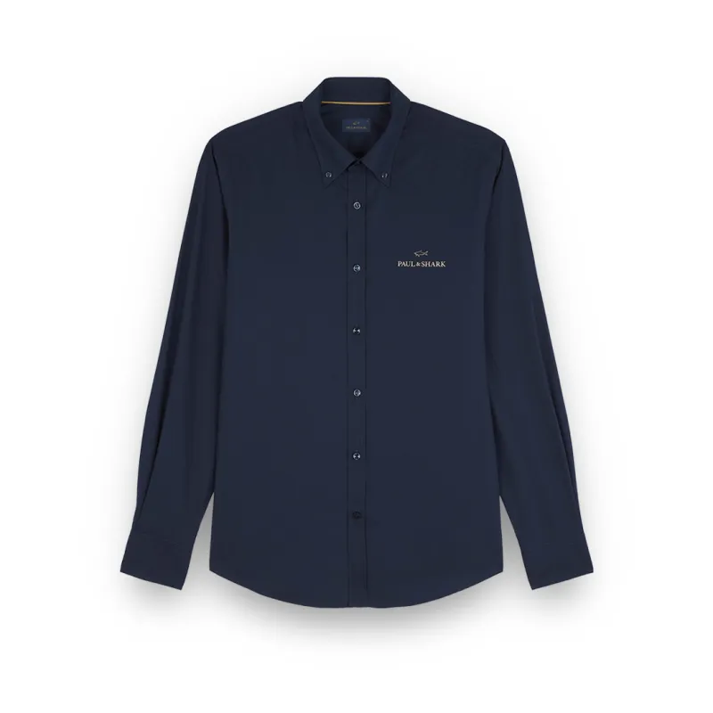 Cotton poplin shirt with reflective print, Man, Blue, Size: 043 sold by Paul & Shark