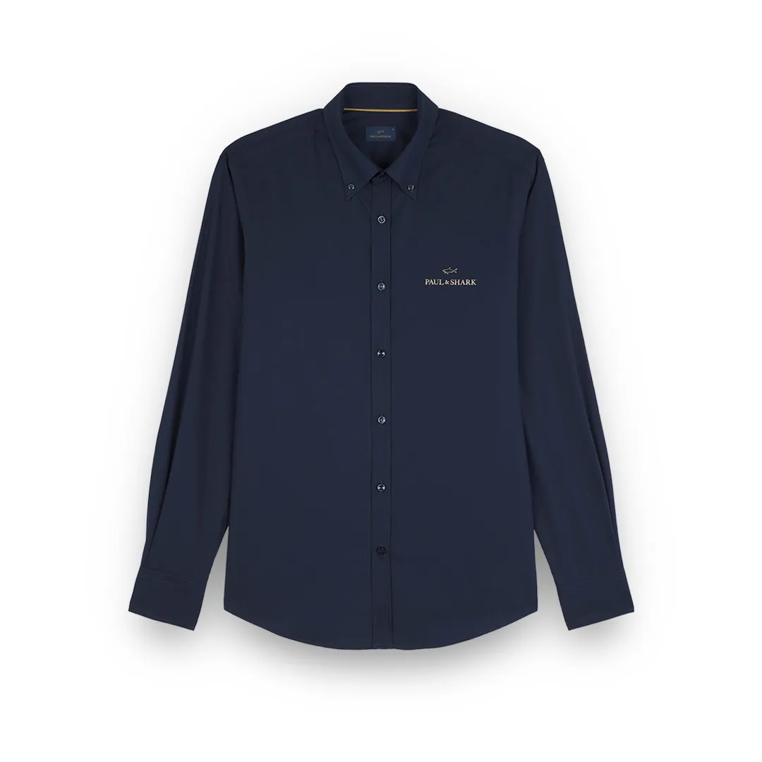 Cotton poplin shirt with reflective print, Man, Blue, Size: 043 sold by Paul & Shark