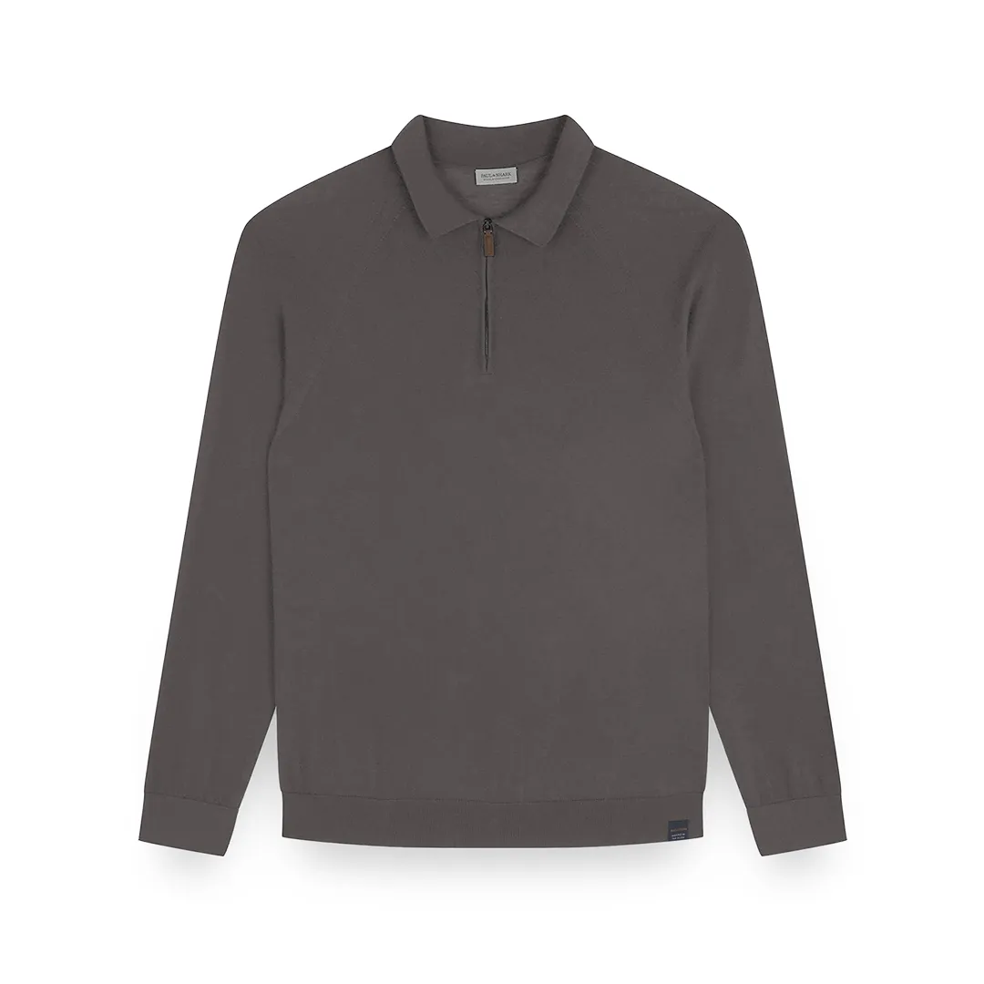 Zipped wool cashmere polo shirt, Man, Sequoia, Size: 4XL sold by Paul & Shark